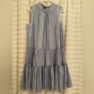 Calvin Klein Light Blue Striped Tiered Sundress